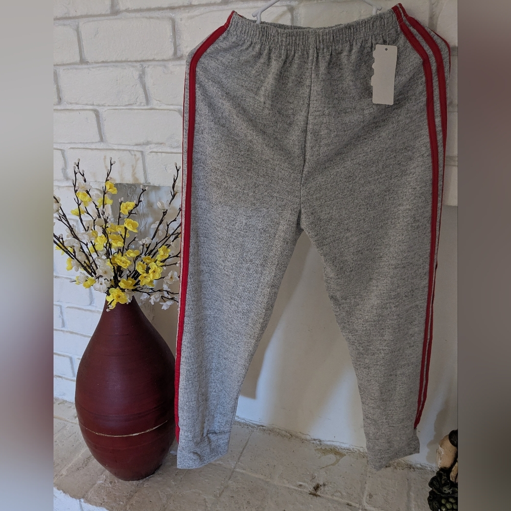 Gray Kids Sweatpants with Red Stripes